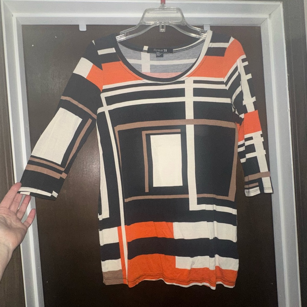 Women's Orange and Black Geometric Top. Medium. MUST BE BUNDLED